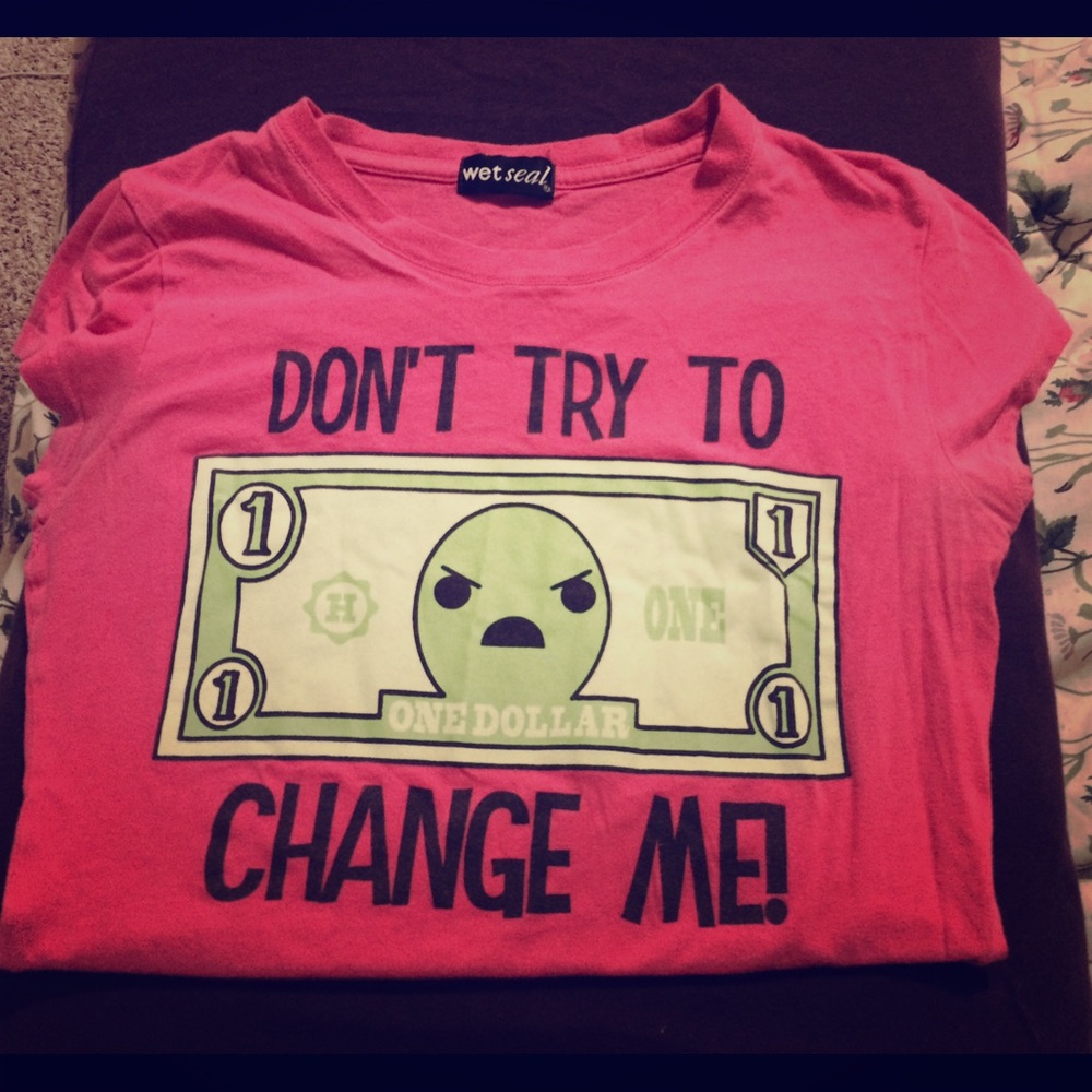 Wet Seal Fitted Pink Money Tee